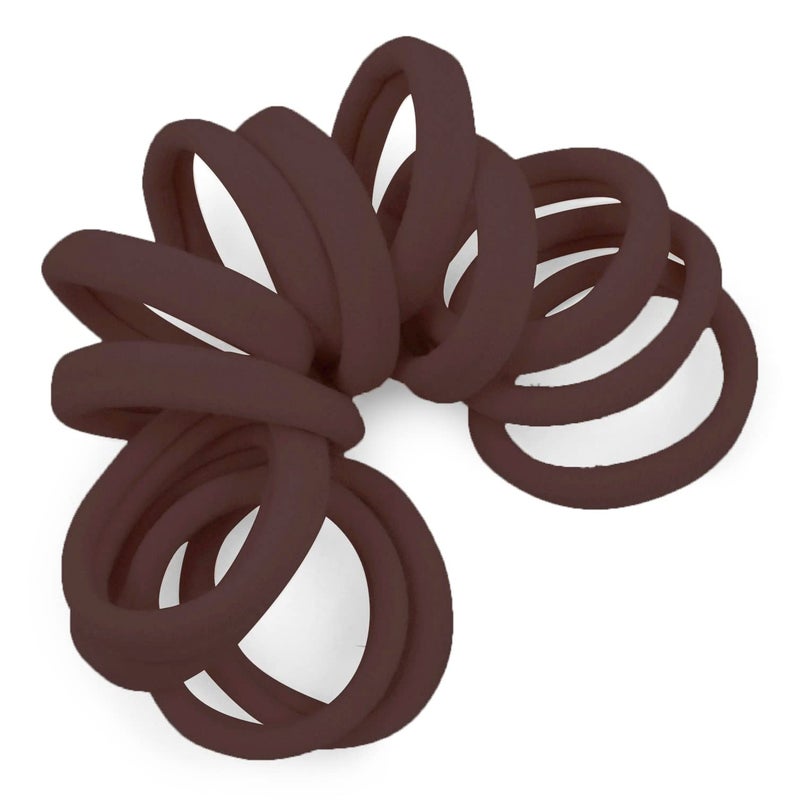 Cyndibands Seamless Hair Ties - Dark Brown - Gentle Hair Ties No Damage, Standard Size 1.5 Inch, Soft and Stretchy Nylon Fabric Ponytail Holders - 12 Count - Image 1